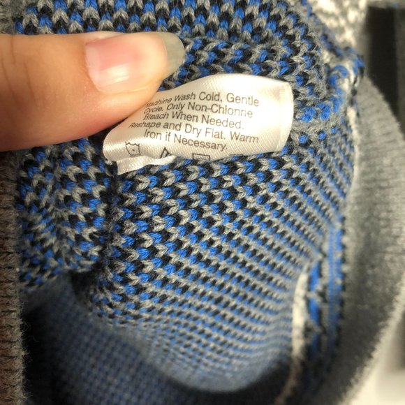 Hanna Andersson Fair Isle 1/4 Zip Sweater Boys Size 110 Gray Blue - Picture 6 of 6